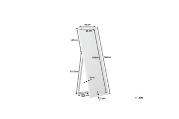 Peili Torcy 40 cm - Valkoinen - Sisustustuotteet - Peili - Lattiapeili