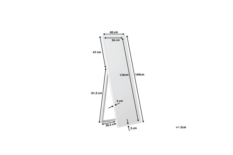 Peili Torcy 40 cm - Valkoinen - Sisustustuotteet - Peili - Lattiapeili
