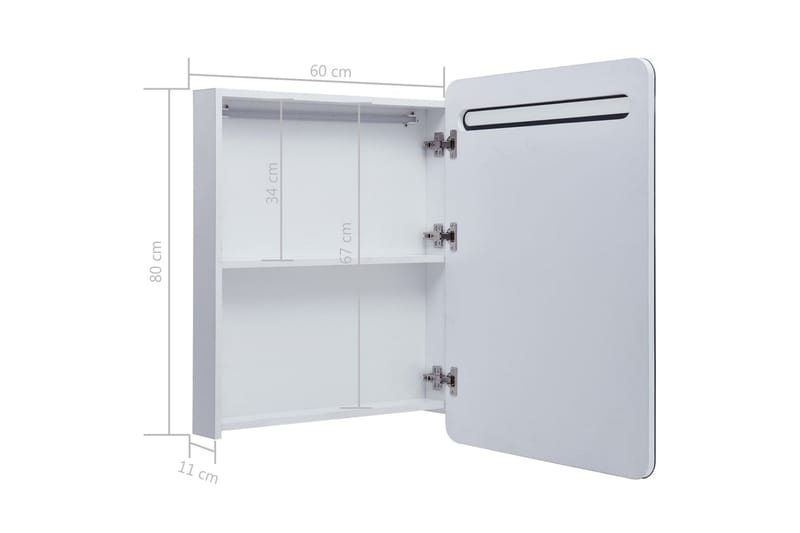 LED kylpyhuoneen peilikaappi 60x11x80 cm - Valkoinen - Sisustustuotteet - Peili