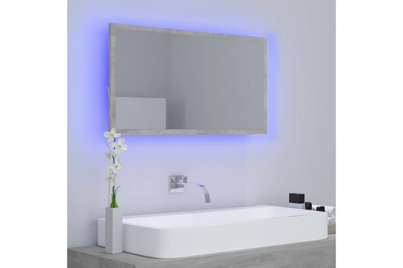 LED-kylpyhuonepeili betoninharmaa 80x8,5x37 cm lastulevy - Betoninharmaa - Sisustustuotteet - Peili