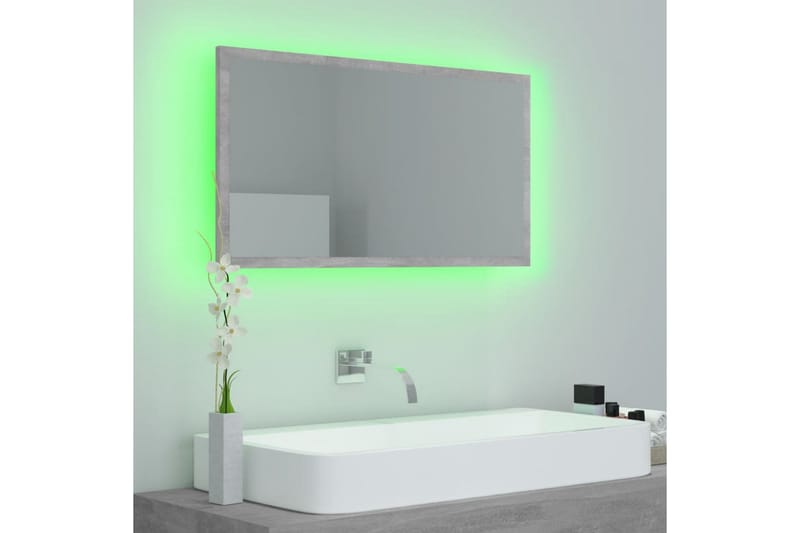 LED-kylpyhuonepeili betoninharmaa 80x8,5x37 cm lastulevy - Betoninharmaa - Sisustustuotteet - Peili