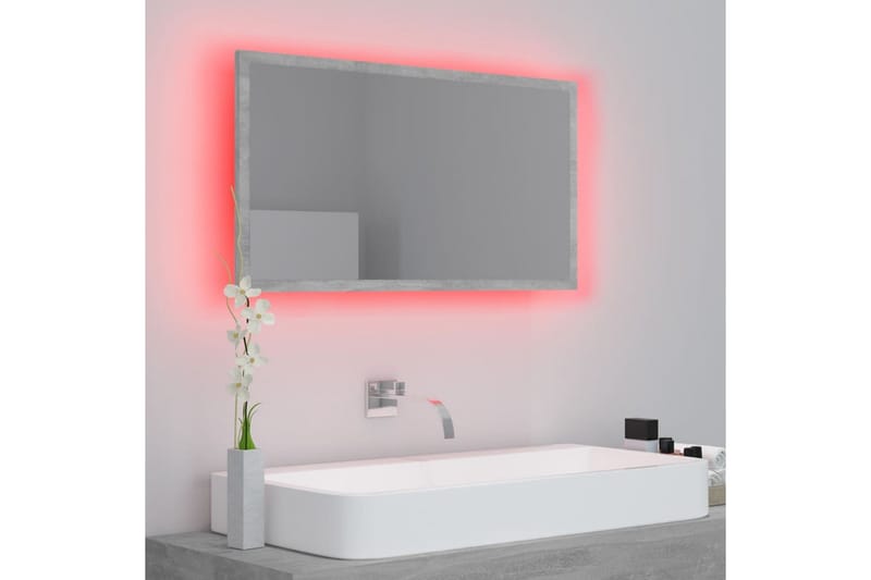 LED-kylpyhuonepeili betoninharmaa 80x8,5x37 cm lastulevy - Betoninharmaa - Sisustustuotteet - Peili