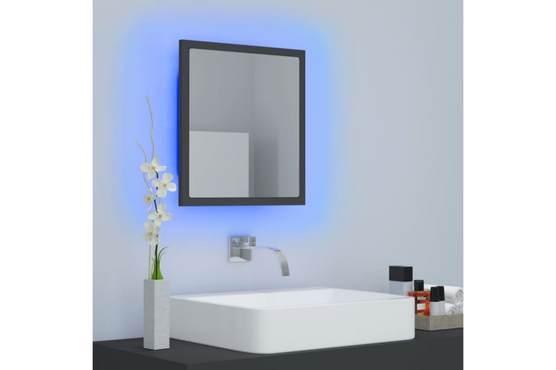 LED-kylpyhuonepeili harmaa 40x8,5x37 cm lastulevy - Sisustustuotteet - Peili
