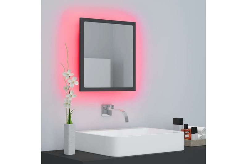 LED-kylpyhuonepeili harmaa 40x8,5x37 cm lastulevy - Sisustustuotteet - Peili