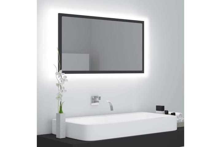 LED-kylpyhuonepeili harmaa 80x8,5x37 cm lastulevy - Harmaa - Peili - Kylpyhuoneen peilit - Kylpyhuonepeili valaistuksella