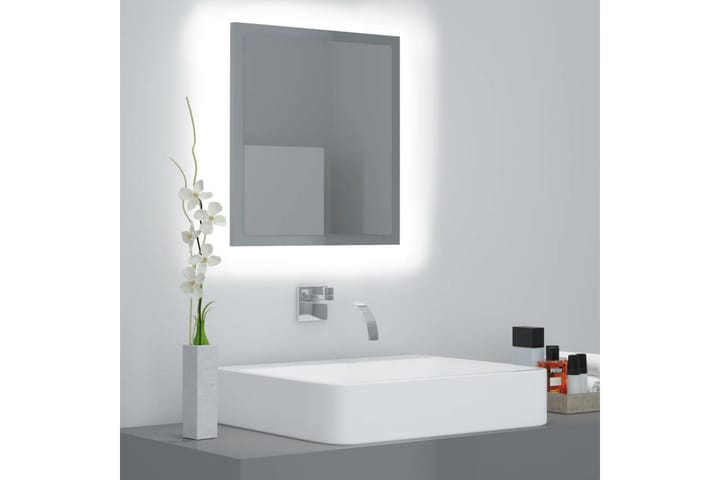 LED-kylpyhuonepeili korkeakiilto harmaa 40x8,5x37 cm - Kylpyhuoneen peilit - Peili - Kylpyhuonepeili valaistuksella