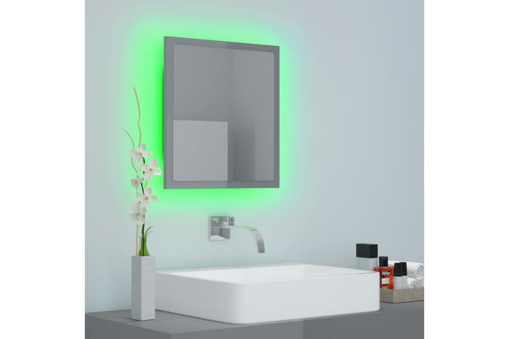 LED-kylpyhuonepeili korkeakiilto harmaa 40x8,5x37 cm - Peili - Kylpyhuoneen peilit - Kylpyhuonepeili valaistuksella