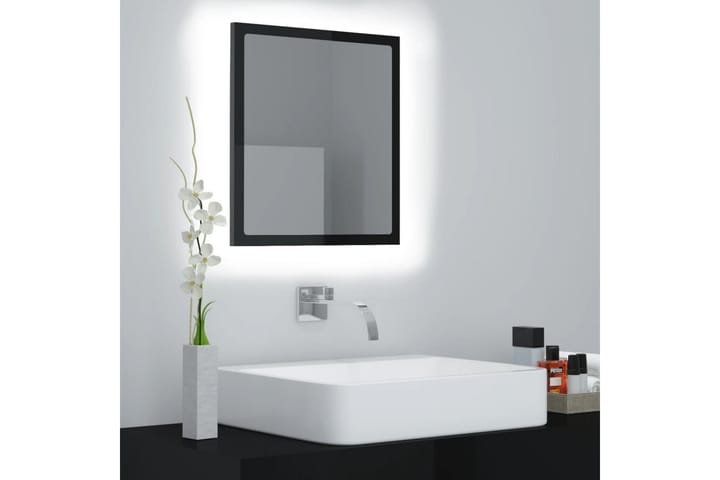 LED-kylpyhuonepeili korkeakiilto musta 40x8,5x37 cm - Kylpyhuoneen peilit - Peili - Kylpyhuonepeili valaistuksella