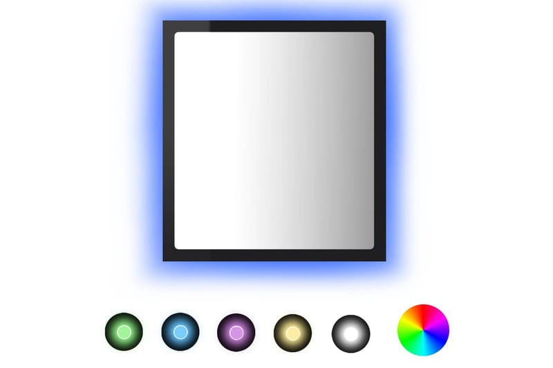 LED-kylpyhuonepeili korkeakiilto musta 40x8,5x37 cm - Sisustustuotteet - Peili