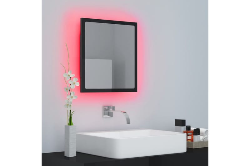 LED-kylpyhuonepeili korkeakiilto musta 40x8,5x37 cm - Sisustustuotteet - Peili