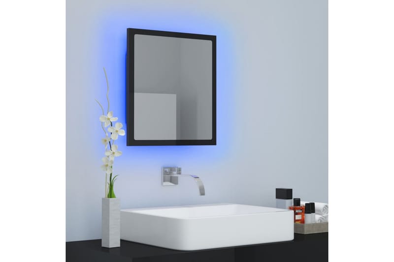 LED-kylpyhuonepeili korkeakiilto musta 40x8,5x37 cm - Sisustustuotteet - Peili