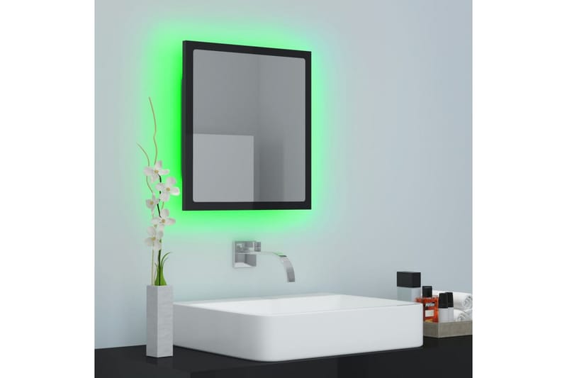 LED-kylpyhuonepeili korkeakiilto musta 40x8,5x37 cm - Sisustustuotteet - Peili