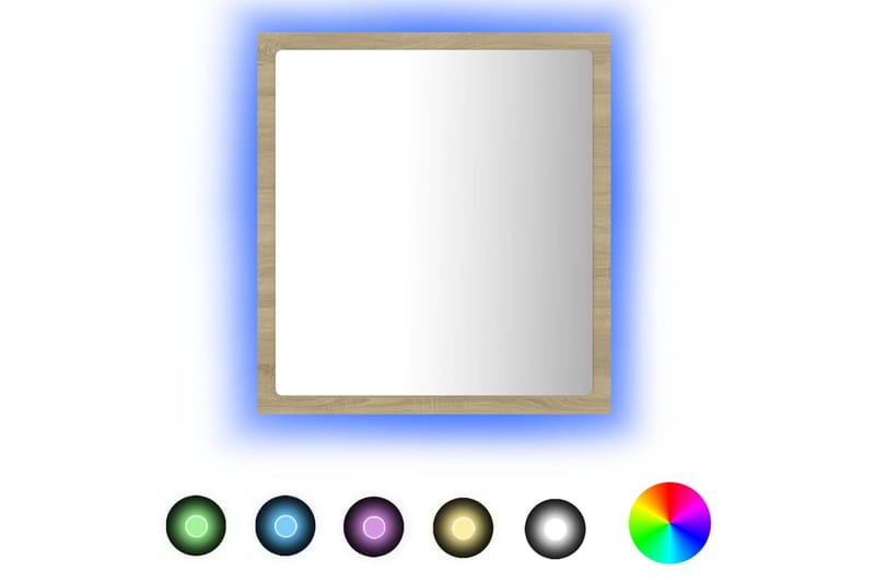 LED-kylpyhuonepeili Sonoma-tammi 40x8,5x37 cm lastulevy - Sisustustuotteet - Peili
