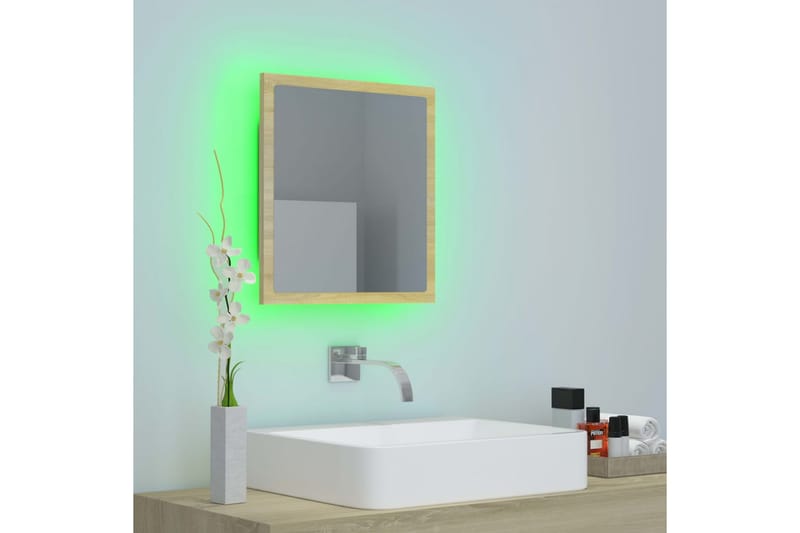 LED-kylpyhuonepeili Sonoma-tammi 40x8,5x37 cm lastulevy - Sisustustuotteet - Peili