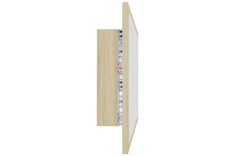 LED-kylpyhuonepeili Sonoma-tammi 80x8,5x37 cm lastulevy - Ruskea - Sisustustuotteet - Peili