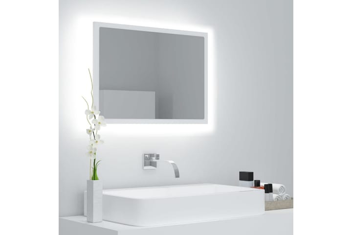 LED-kylpyhuonepeili valkoinen 60x8,5x37 cm lastulevy - Valkoinen - Kylpyhuoneen peilit - Peili - Kylpyhuonepeili valaistuksella