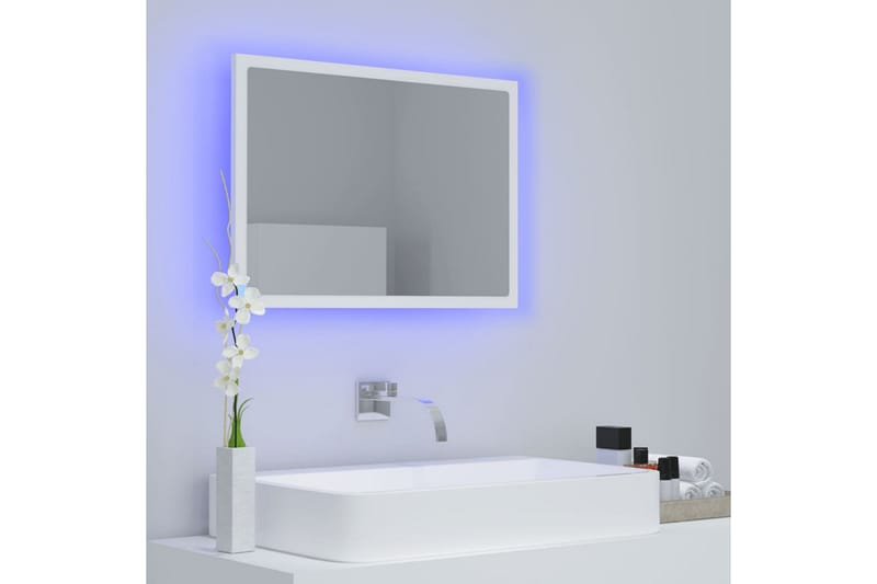 LED-kylpyhuonepeili valkoinen 60x8,5x37 cm lastulevy - Valkoinen - Sisustustuotteet - Peili