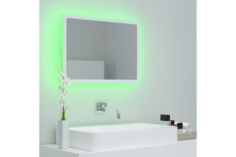 LED-kylpyhuonepeili valkoinen 60x8,5x37 cm lastulevy - Valkoinen - Sisustustuotteet - Peili