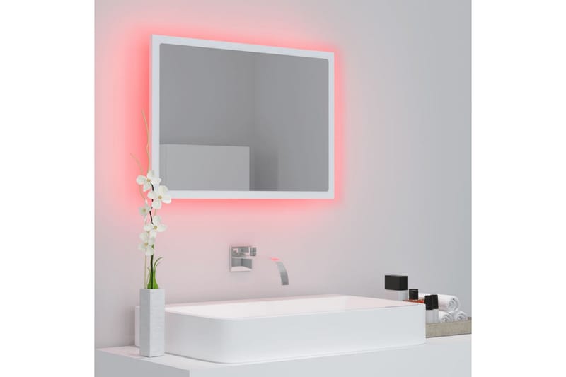 LED-kylpyhuonepeili valkoinen 60x8,5x37 cm lastulevy - Valkoinen - Sisustustuotteet - Peili
