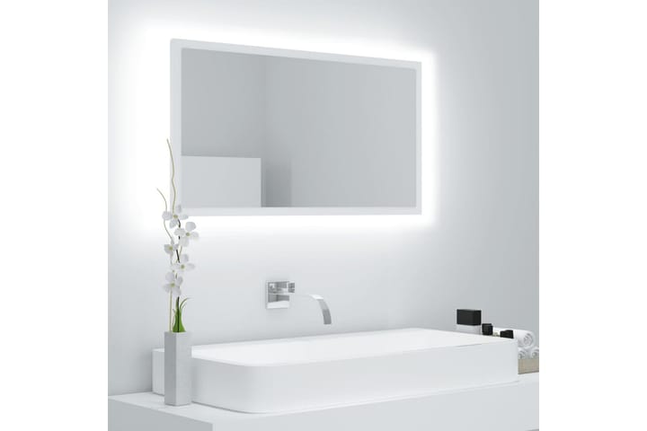 LED-kylpyhuonepeili valkoinen 80x8,5x37 cm lastulevy - Valkoinen - Kylpyhuoneen peilit - Peili - Kylpyhuonepeili valaistuksella