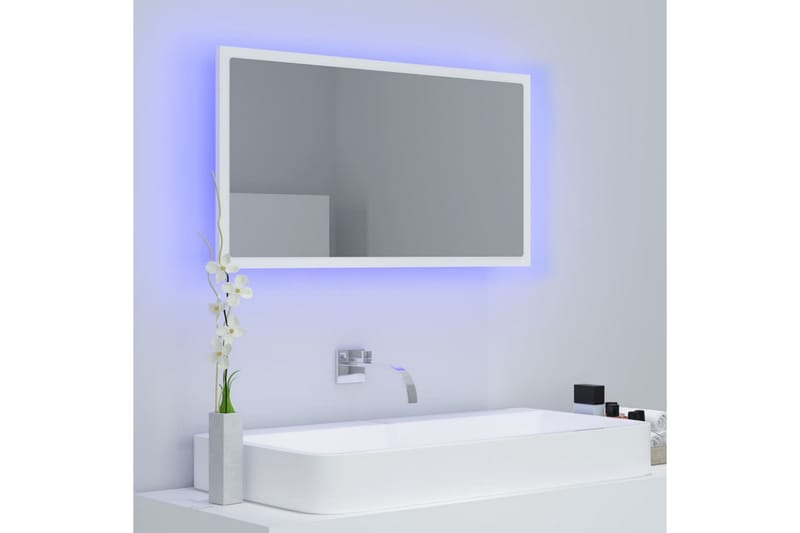 LED-kylpyhuonepeili valkoinen 80x8,5x37 cm lastulevy - Valkoinen - Sisustustuotteet - Peili