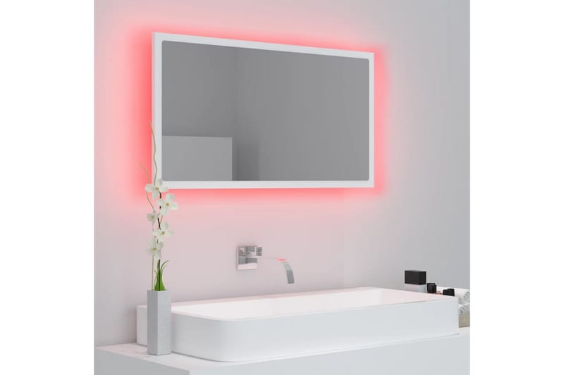 LED-kylpyhuonepeili valkoinen 80x8,5x37 cm lastulevy - Valkoinen - Sisustustuotteet - Peili