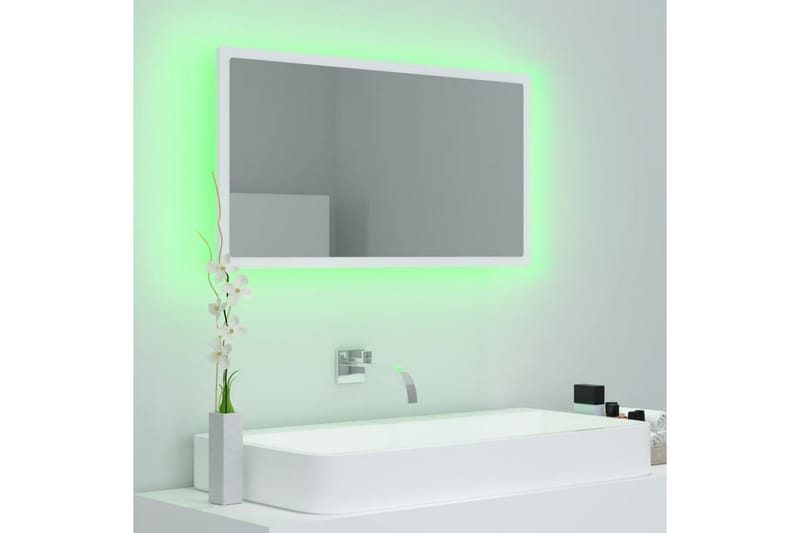 LED-kylpyhuonepeili valkoinen 80x8,5x37 cm lastulevy - Valkoinen - Sisustustuotteet - Peili