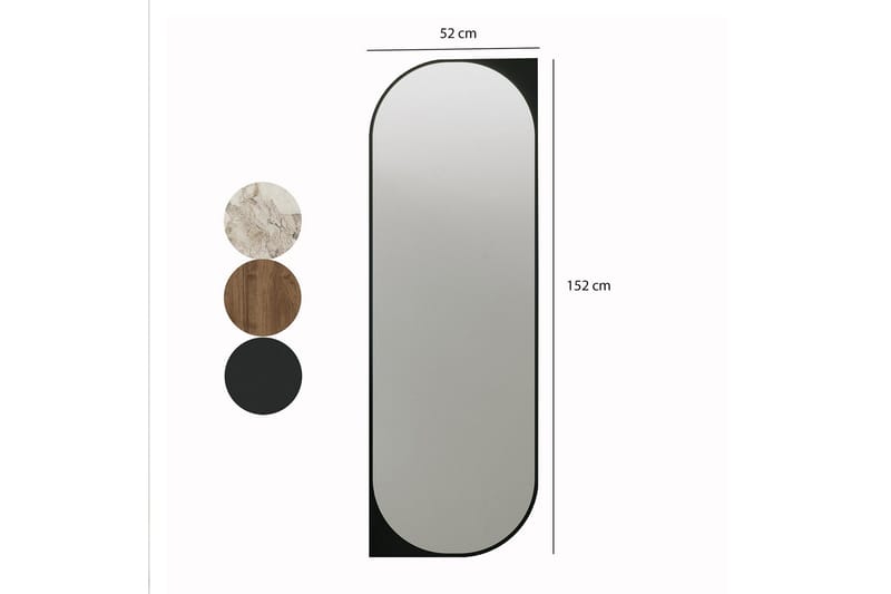 Livi Seinään kiinnitettävä Peili Soikea 52 cm - Musta - Sisustustuotteet - Peili