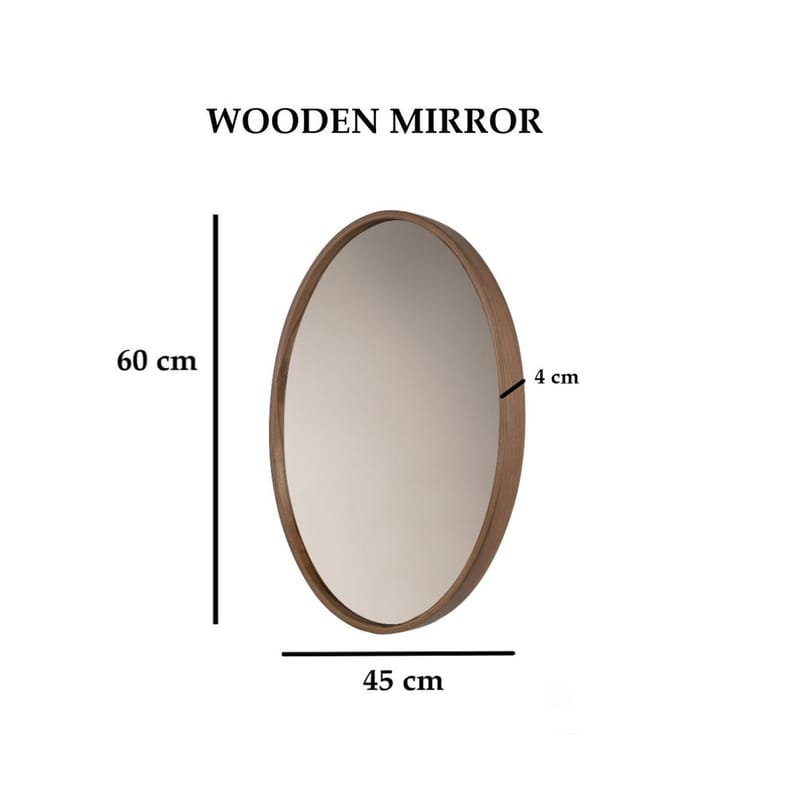 Lorys seinäkiinnitteinen peili Ovaali 45 cm - Ruskea/Valkoinen - Sisustustuotteet - Peili