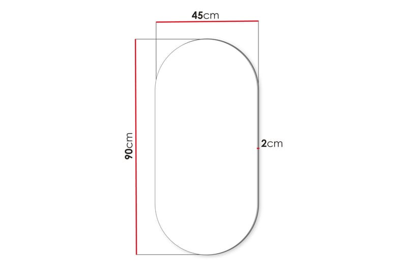 Monfort Seinälle Ripustettava Peili Soikea 45x90 cm - Ruskea - Sisustustuotteet - Peili