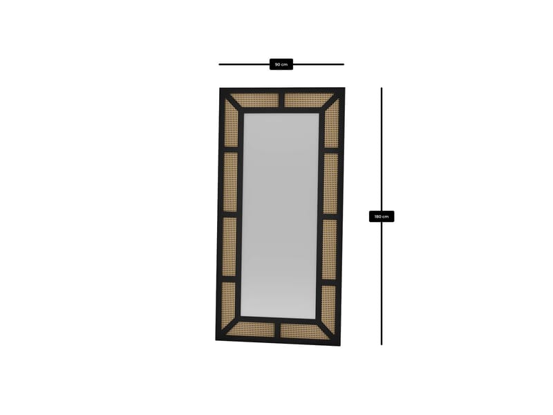 Omber lattiapeili 90x180 cm - Musta - Sisustustuotteet - Peili - Lattiapeili