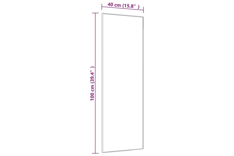 Ovipeili musta 40x100 cm lasi ja alumiini - Musta - Sisustustuotteet - Peili