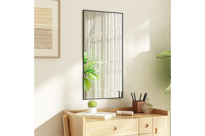Ovipeili musta 40x80 cm lasi ja alumiini - Musta - Sisustustuotteet - Peili