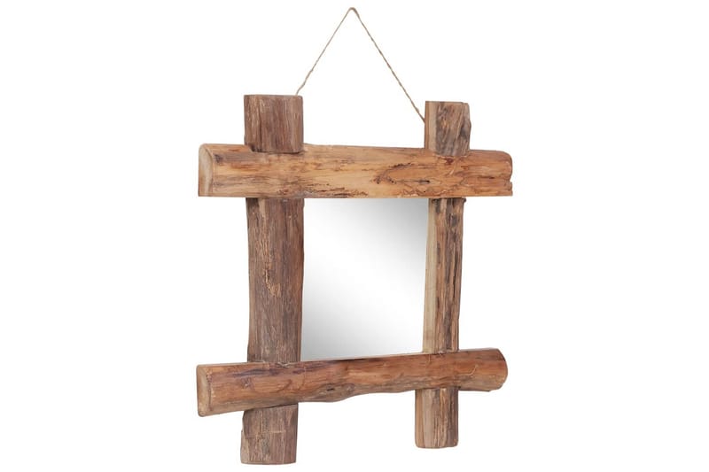 Pölkkypeili luonnollinen 50x50 cm täysi kierrätetty puu - Ruskea - Sisustustuotteet - Peili