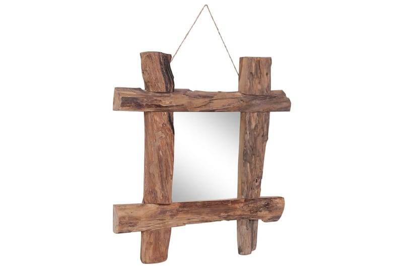 Pölkkypeili luonnollinen 50x50 cm täysi kierrätetty puu - Ruskea - Sisustustuotteet - Peili