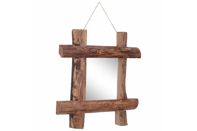 Pölkkypeili luonnollinen 50x50 cm täysi kierrätetty puu - Ruskea - Sisustustuotteet - Peili