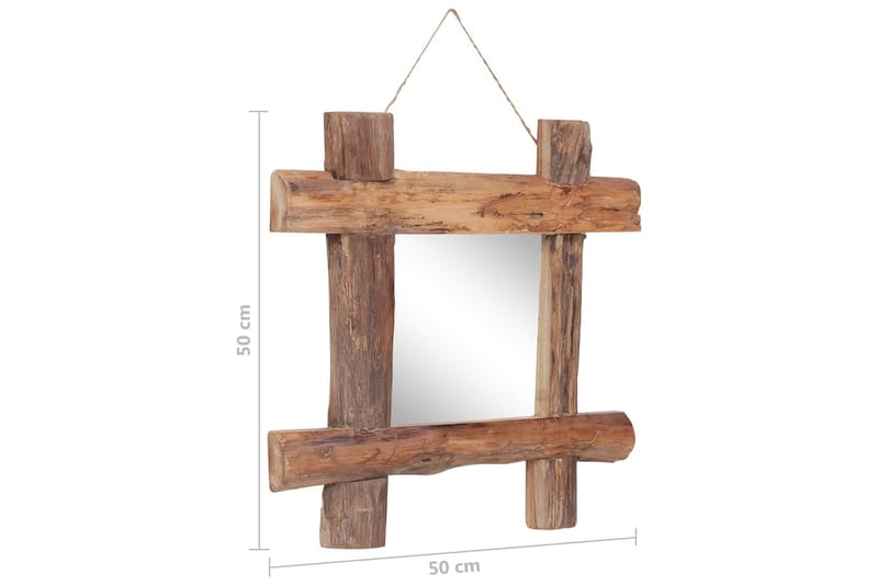 Pölkkypeili luonnollinen 50x50 cm täysi kierrätetty puu - Ruskea - Sisustustuotteet - Peili