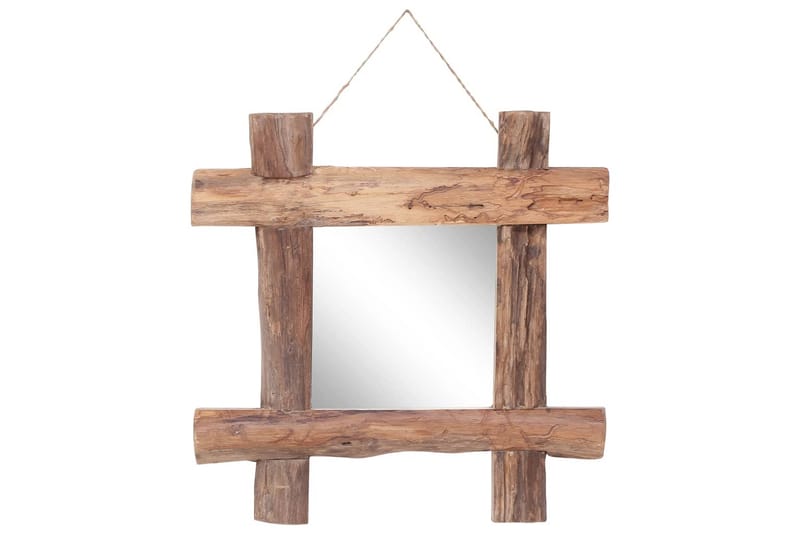 Pölkkypeili luonnollinen 50x50 cm täysi kierrätetty puu - Ruskea - Sisustustuotteet - Peili