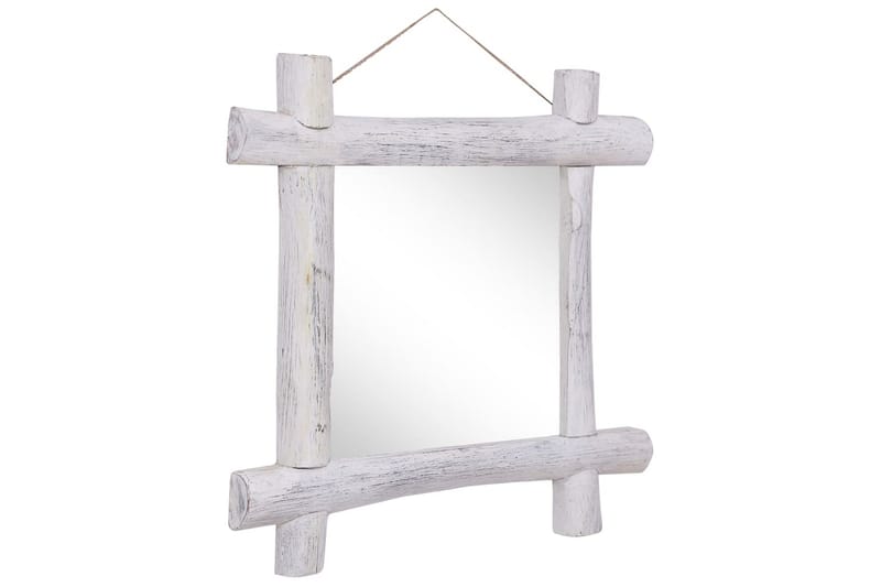 Pölkkypeili valkoinen 70x70 cm täysi kierrätetty puu - Valkoinen - Sisustustuotteet - Peili