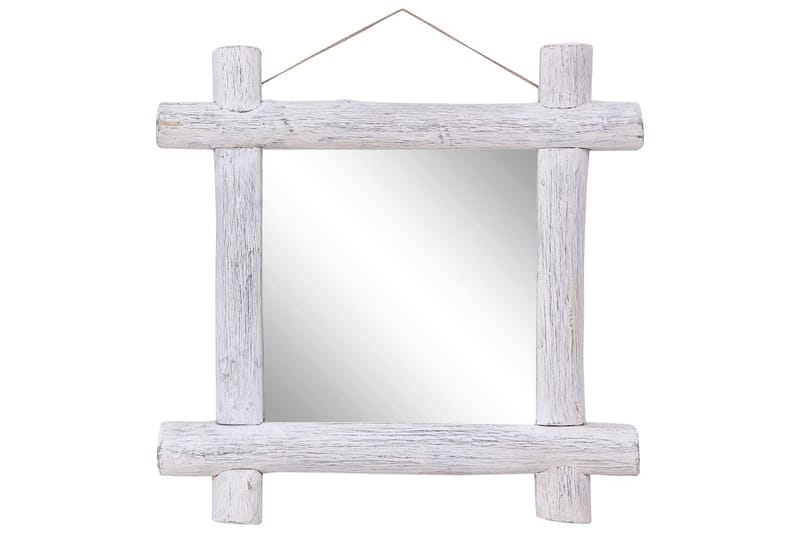 Pölkkypeili valkoinen 70x70 cm täysi kierrätetty puu - Valkoinen - Sisustustuotteet - Peili