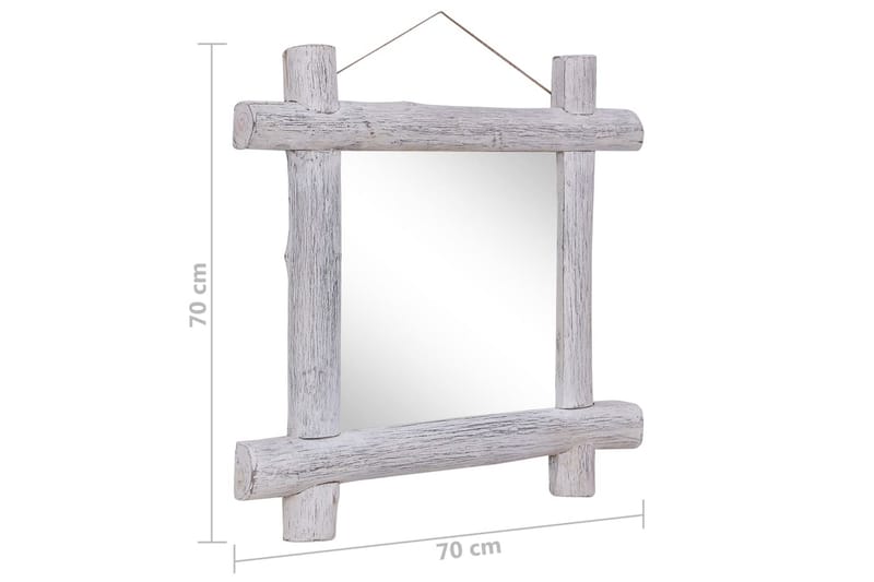 Pölkkypeili valkoinen 70x70 cm täysi kierrätetty puu - Valkoinen - Sisustustuotteet - Peili