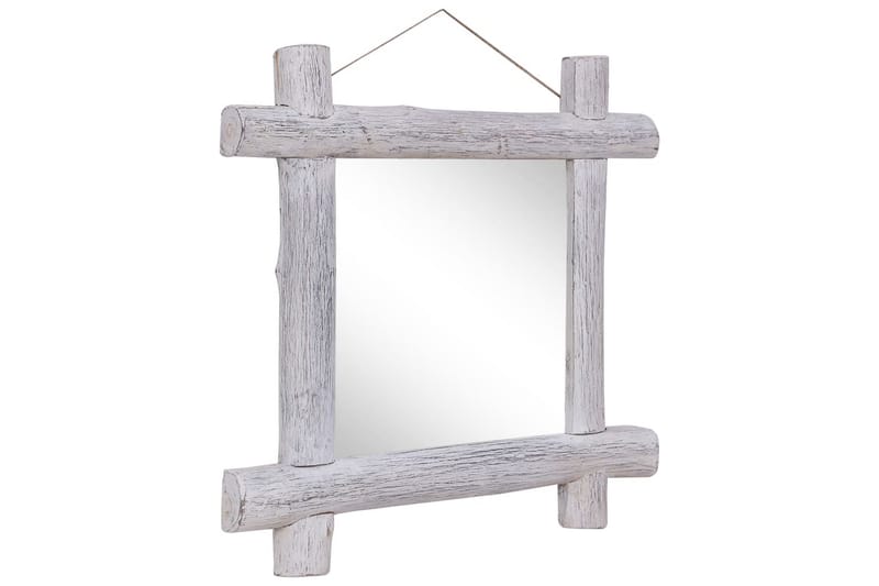 Pölkkypeili valkoinen 70x70 cm täysi kierrätetty puu - Valkoinen - Sisustustuotteet - Peili