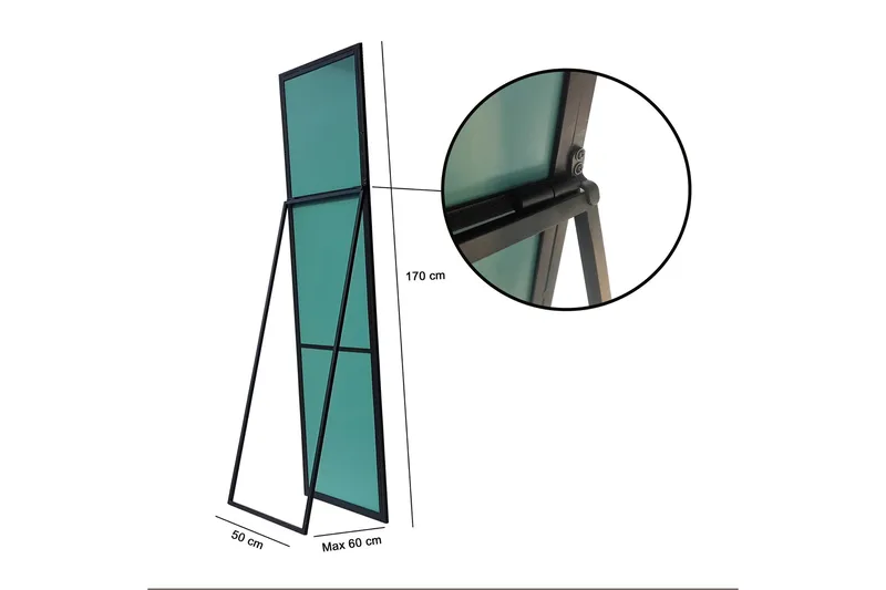 Peili 60x50 cm - Musta - Sisustustuotteet - Peili