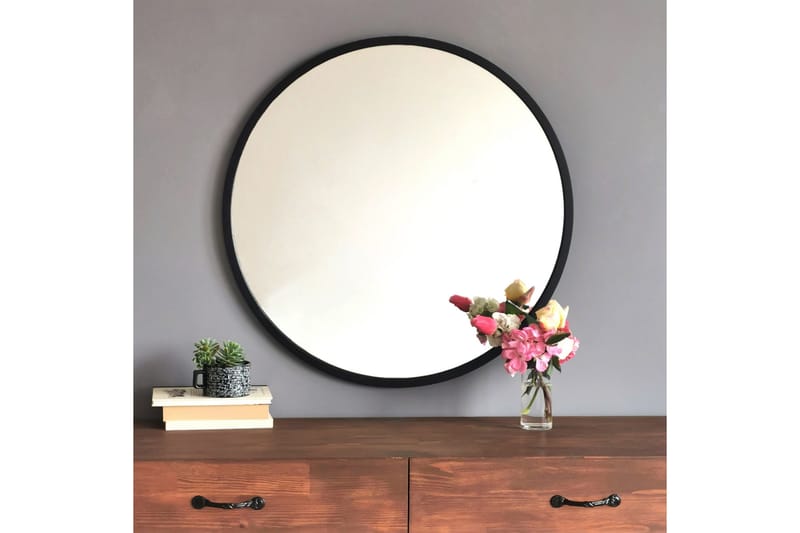 Peili 60x60 cm - Metalli/Musta - Sisustustuotteet - Peili