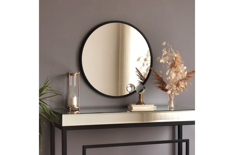 Peili 60x60 cm - Metalli/Musta - Sisustustuotteet - Peili