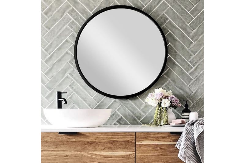 Peili 60x60 cm - Metalli/Musta - Sisustustuotteet - Peili