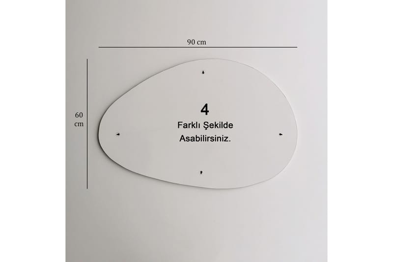 Peili 60x90 cm - Musta - Sisustustuotteet - Peili