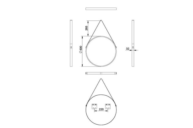 Peili Almunge 50 cm Pyöreä - Musta - Sisustustuotteet - Peili