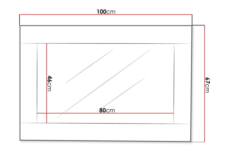 Peili Cezar 100x2x44 cm - Beige/Harmaa - Peili - Eteispeili - Seinäpeili