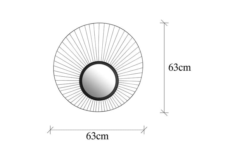 Peili Daisy 63 cm - Musta - Sisustustuotteet - Peili